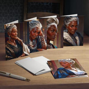 Eleganti e signorili donne nere, confezione da 5 biglietti di auguri per tutte le occasioni, festa della mamma, arte, compleanno, festività, ringraziamento, biglietti di auguri unici