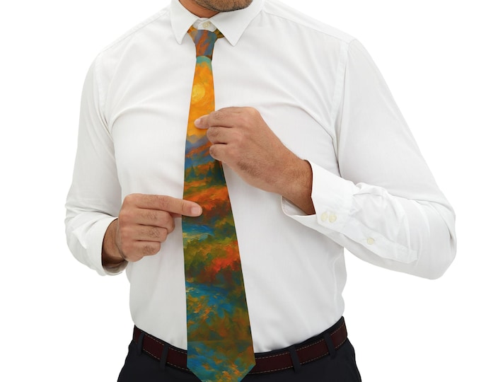 Artistic Necktie, Vibrant Tie for Men, Colorful Neckwear, Unique Gift for Him, Formal Wear Accessories, Celebration Tie