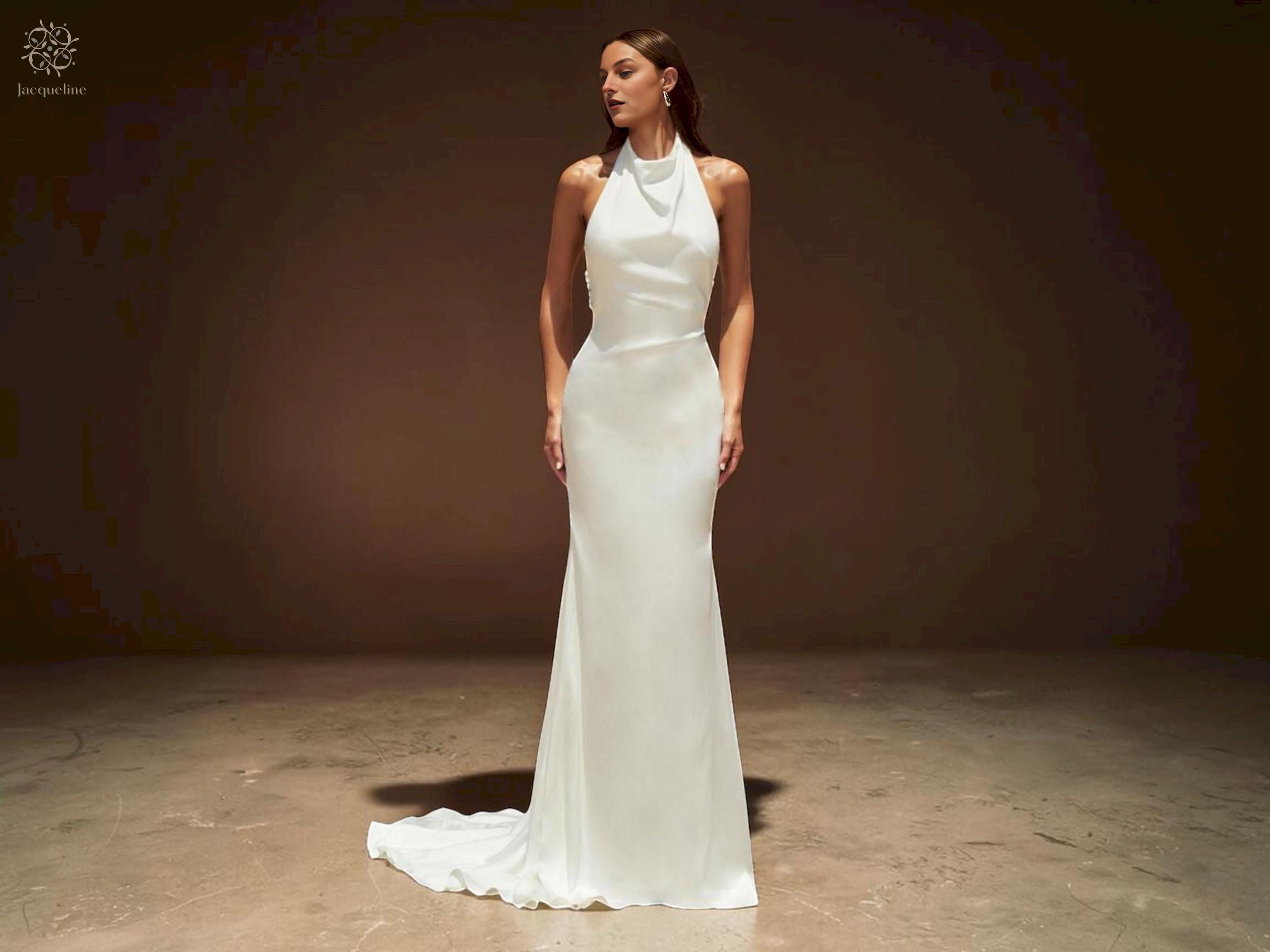 chinese dress ladies 2025 Mermaid Slip Wedding Dress with Lace Overlay White / Us:8-10 main image 0