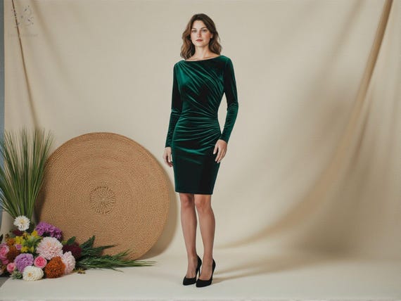emerald green velvet mini dress Tori Velvet Sequin Mini Dress
