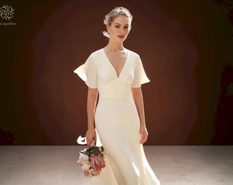 long sleeve lace bohemian wedding dress Bohemian Lace Wedding Dress with Ivory 3D Appliqué in Kaftan Style main image 1