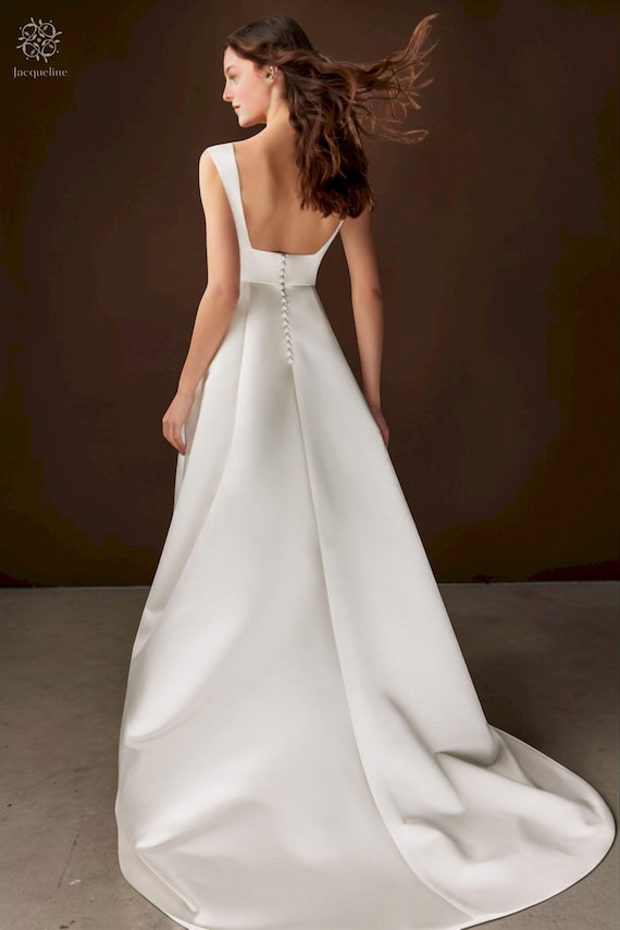 a line wedding dress australia Simple V-Neck A-Line Wedding Dress main image 1