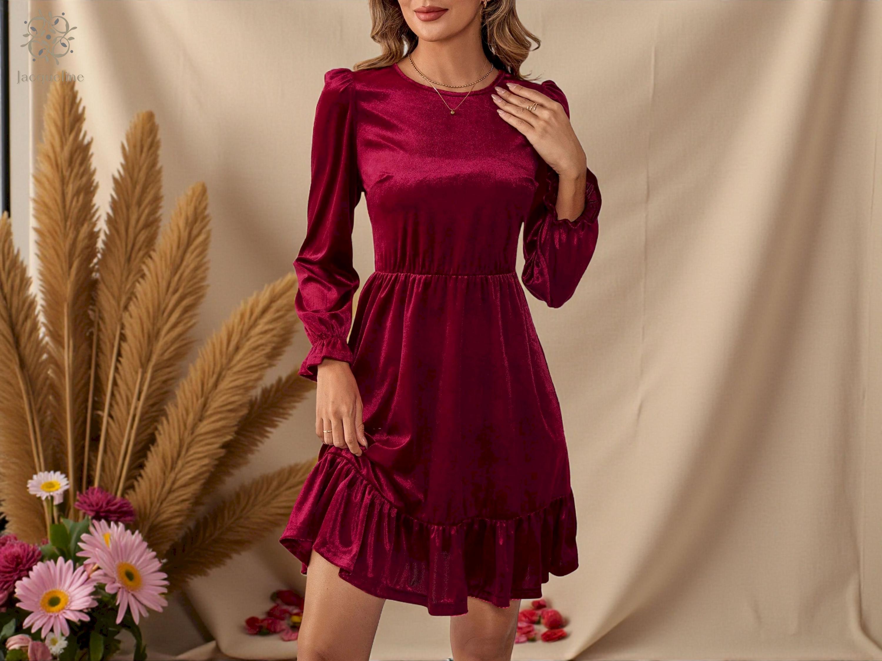 burgundy velvet long sleeve mini dress Burgundy Velvet Damask Print Long Sleeve Mini Dress  PinkBlush