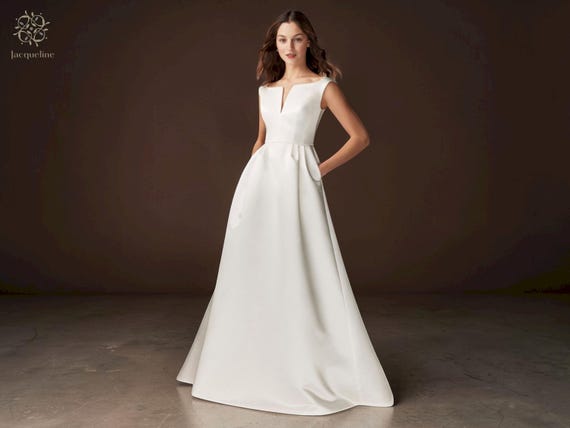 a line wedding dress australia Black Spaghetti Straps V-neck Pleated A-line Wedding Dress Ivory