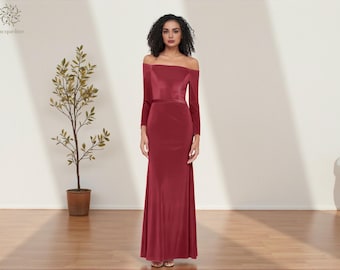 Dark Burgundy Velvet off the Shoulder Maxi Dress - Etsy