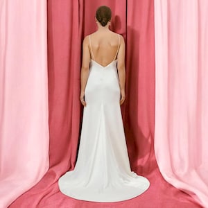 Minimalist Wedding Dress, Satin Wedding Dress, Simple Wedding Dress, Low Back Wedding Dress, Wedding Guest Dress, Engagement Dress.