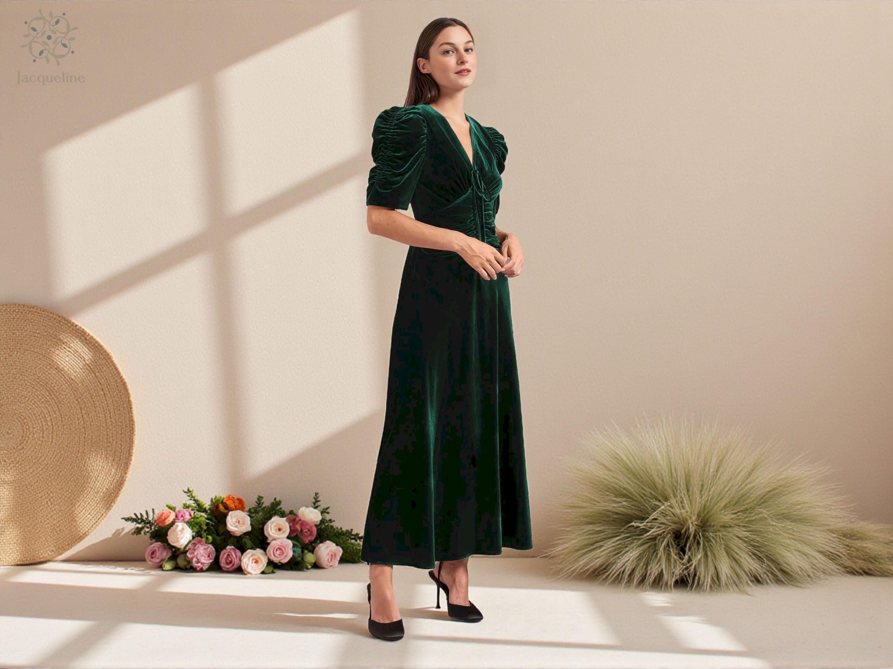 Emerald Green Velvet Dress