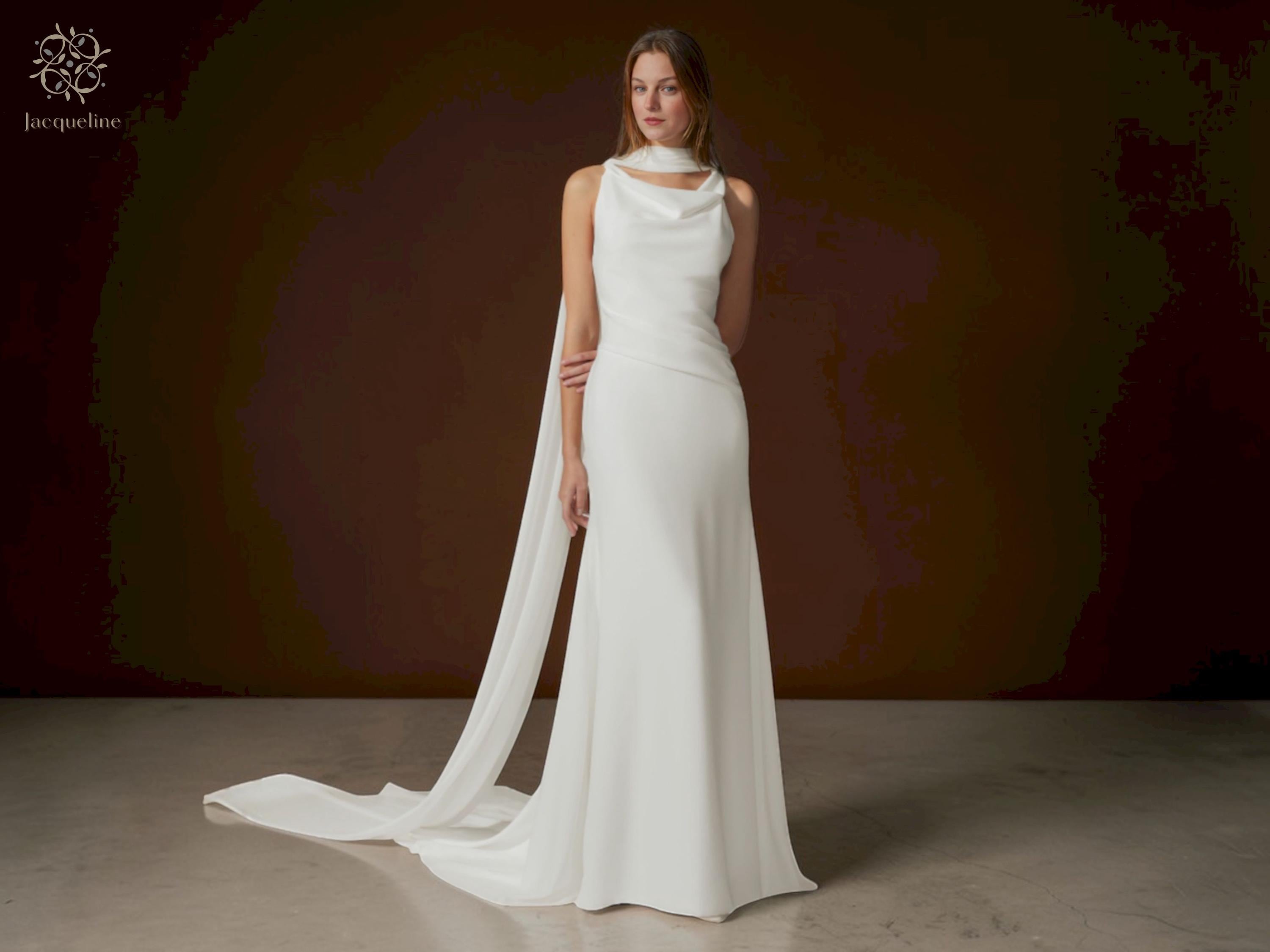 High Cowl Neck Wedding Dress - Etsy