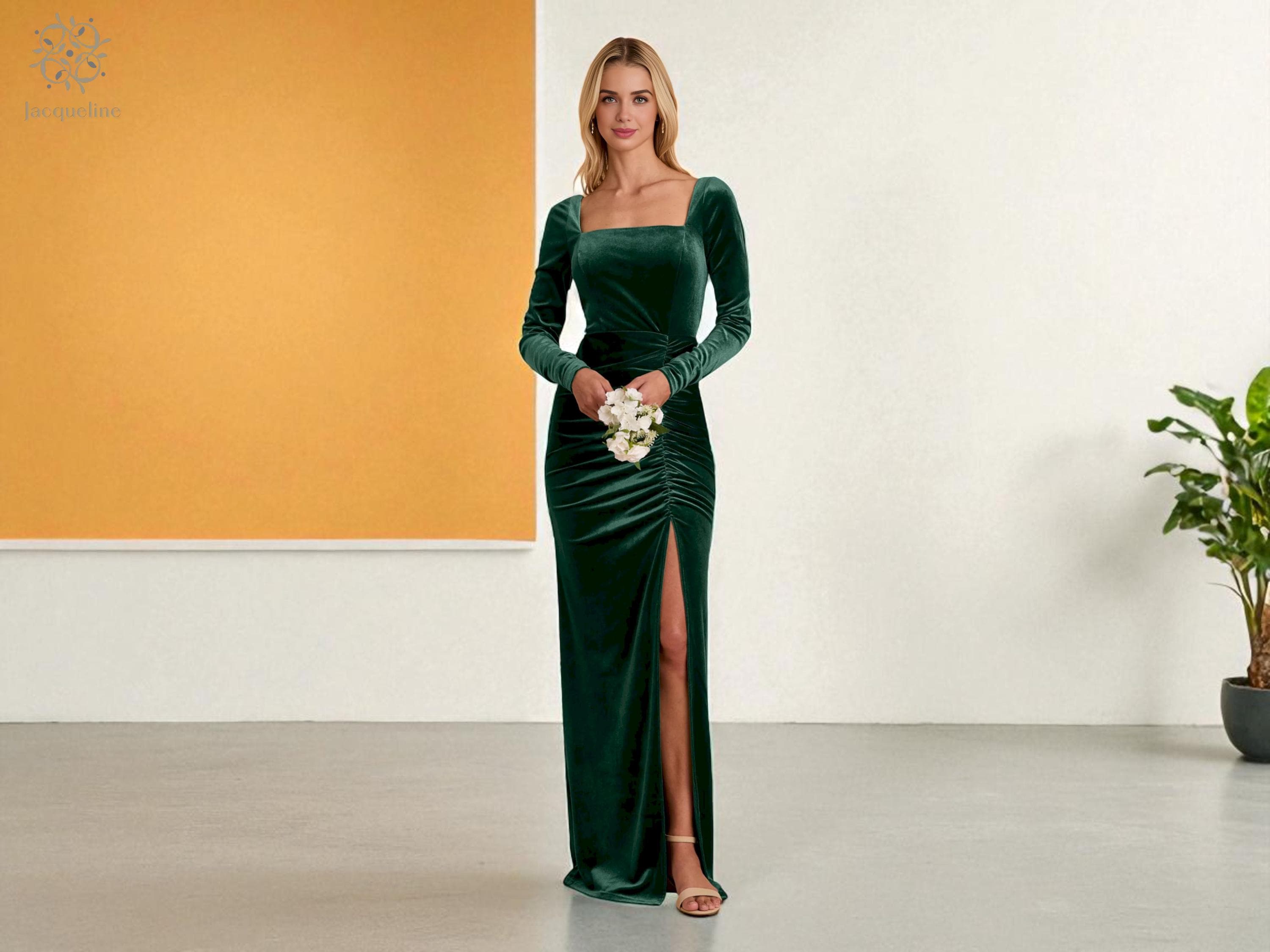 Velvet Emerald Green Bridesmaid Dress - Etsy
