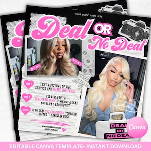 Deal or No Deal Booking Flyer | Beauty Flyer | Canva Template | Instant Download | Deal Or No Deal Flyer for Hair, Makeup, Nails, Lashes