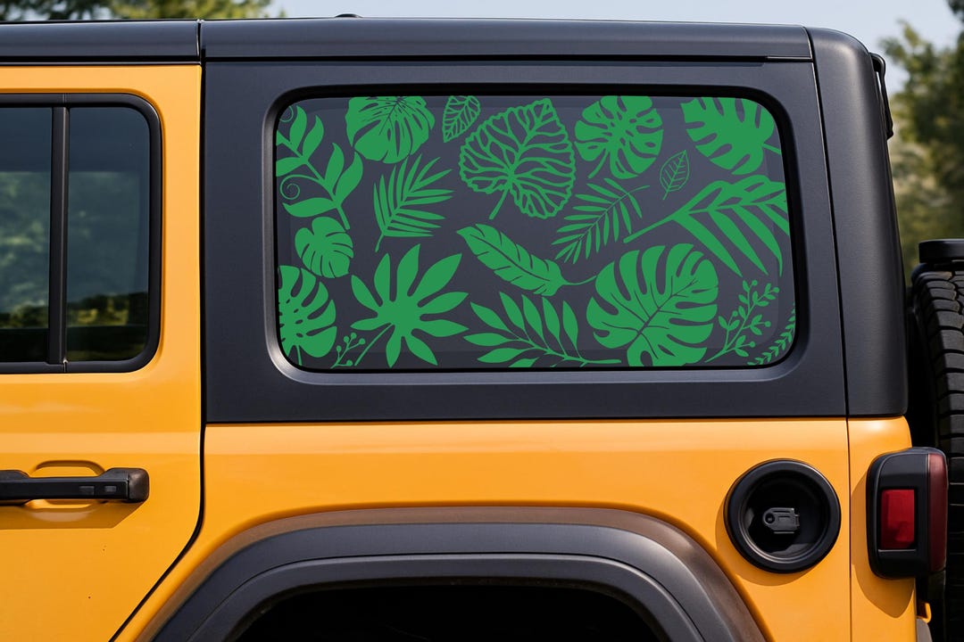 Tropical Leaf Window Decal | Jungle Monstera Vinyl | Boho Car Window ...