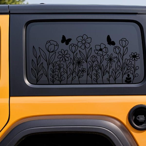 Butterflies and Flowers - Full Window Vinyl Decals - Vehicle Personality
