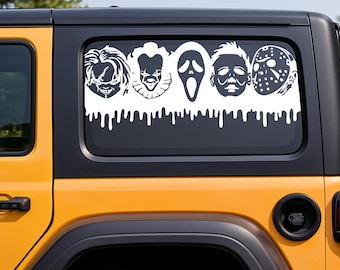 Horror Icons Drip Decal – Spooky Car & 4x4 Window Design