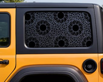Sunflowers and Cheetah Print - Full Rear Side Window