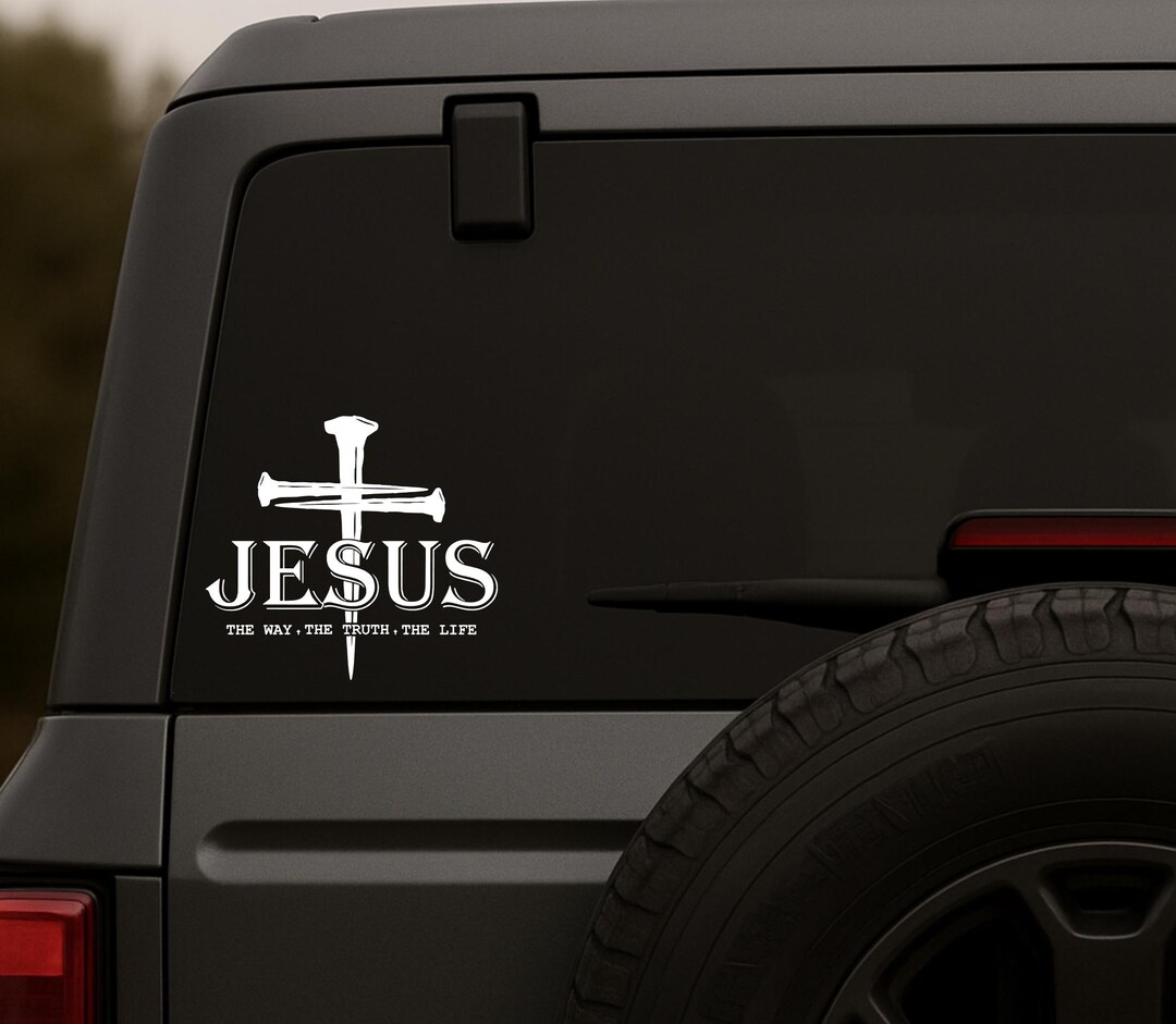 Cross Car Sticker Jesus Cross Car Decal | Christian Vinyl Sticker - Etsy