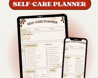 Planificador de autocuidado imprimible / Registro diario de bienestar (PDF)
