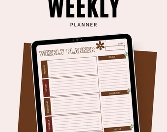 Planificador semanal imprimible / Diseño semanal colorido sin fecha / Descarga instantánea