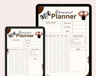 Planificador de ejercicios imprimible / Registro de entrenamiento / Seguimiento de salud y bienestar