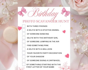 Juego imprimible de búsqueda del tesoro con fotos de cumpleaños / Actividad divertida para fiestas de cumpleaños / Descarga instantánea