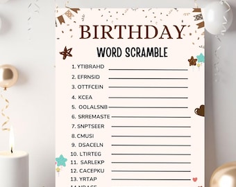 Juego de palabras revueltas para cumpleaños / Actividad imprimible para fiestas (descarga digital)