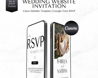 Sitio web de invitación de boda digital editable / Plantilla de invitación de boda en línea / Diseño personalizado de Canva, descarga instantánea