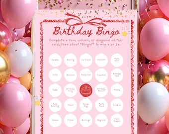 Bingo para fiestas de cumpleaños / Imprimible (Descarga instantánea)