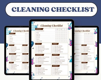 Programa de limpieza imprimible / Lista de verificación de limpieza del hogar / Organizador de la casa