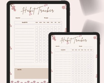 Rastreador de hábitos imprimible / Rastreador de bienestar y productividad / Descarga digital
