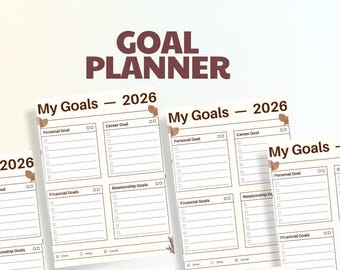 Planificador de objetivos imprimible / Hoja de trabajo para establecer objetivos / Plantilla de productividad