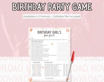 Juego de trivia para cumpleañeras: Cuestionario imprimible (PDF editable)