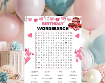 Sopa de letras de cumpleaños / Juego para fiestas infantiles (PDF imprimible)