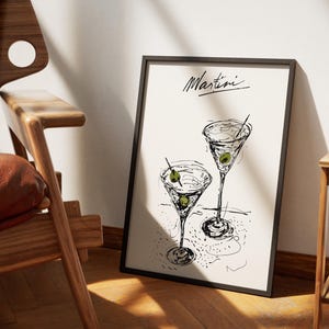 Martini print bar cart decor Dirty martini poster kitchen wall art dirty Martini cocktail recipe alcohol print dirty martini art print