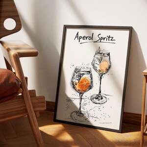 Aperol spritz print bar cart decor Aperol spritz poster kitchen wall art aperol spritz cocktail recipe alcohol print Aperol spritz art print