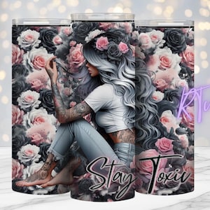 Sublimationsdesign, Tattoo-Girl, freche Zitate, 20 Unzen Tumbler-Design, digitaler Download, Sublimationsdrucke, Rhiannon Thatcher