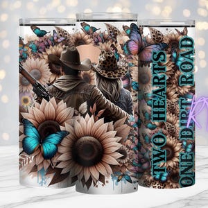 Country, Western 20 Unzen Becher Design, Digital, Cowgirl, Sublimationsdrucke, meistverkaufte, tropfende Blumen, Rhiannon Thatcher