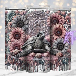 Schildkröte, Mandela, Tiere, Tattoo-Girl, freche Zitate, 20 Unzen Becher Design, Digital, Sublimationsdrucke, Rhiannon Thatcher,