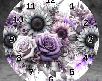 Clock Design Png, Floral Png, Flower  Clock, Tattoo girl png, Clock Sublimation, Rhiannon Thatcher, Sassy Quote, Tattoo Girl, Clock Designs