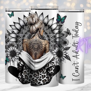 Leopardenmuster, Positive Zitate, Tattoo Girl, freche Zitate, 20 Unzen Becher Design, Digital, Sublimationsdrucke, Rhiannon Thatcher,