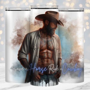 Cowboy, Cavalca un cavallo, Design del bicchiere da 20 once, Digitale, Western, Stampe a sublimazione, Più venduto, Fiori gocciolanti, Rhiannon Thatcher