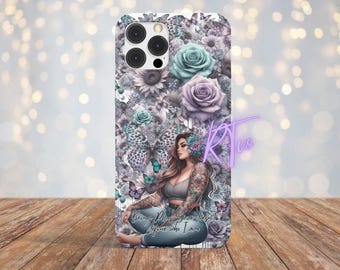 Diseño de sublimación, chica tatuada, citas atrevidas, diseños de fundas para teléfono, impresiones de sublimación, Rhiannon Thatcher, diseños de chicas tatuadas de talla grande