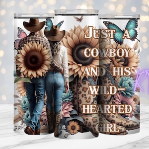 Tumbler Country, Western da 20 once, Design digitale, Cowgirl, Stampe a sublimazione, I più venduti, Fiori gocciolanti, Rhiannon Thatcher