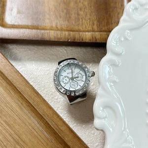 Vintage Silver Punk Finger Watch -Watch Ring For Men Women-Mini Elastic Strap Alloy Watches-Y2K Finger Ring,Handmade Jewelry Gift