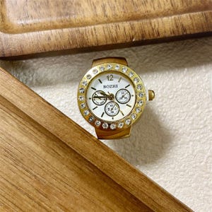 Mini Gold Retro Punk Ring Watch,Handmade Adjustable Y2K Finger Watch,Vintage Jewelry Gift,Gift for Men Women