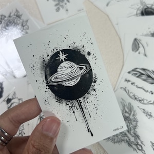 Retro Punk Tattoo,Party Tattoos,Vintage Realistic Black Ink Floral Design, Elegant Waterproof Fake Body Art, Nature-Inspired Tattoo