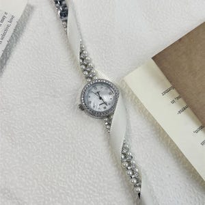 Vintage Pearl Watch for Women,Gold Women&#39;s Bracelet Watch with Crystals,Handmade Jewelry Gift For Her, Bridesmaid, Girlfriend,Christmas Gift