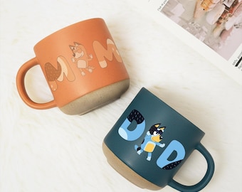 Dad Rad Mom Dog Ceramic Mugs, Funny Mom Coffee Mug, Mom Cup, Funny Mom Gift Mug, Cartoon Dog Themed Coffee Cups