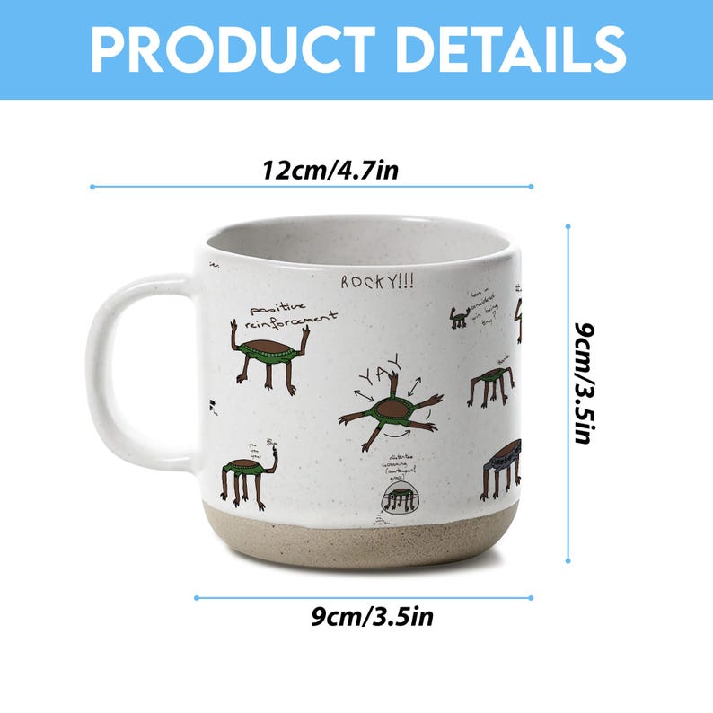 May include: A white ceramic mug with a black handle and the text "But First, Coffee" in a black, bold font. The mug is sitting on a white surface. The mug is approximately 4 inches tall.