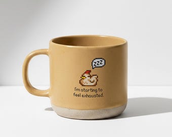 I'm Starting To Feel Exhausted Mug Stardew Valley, Sleepy Chicken Mug, Pixel Art, Cozy Gamer Gift, For Him or Her, Pelican Town