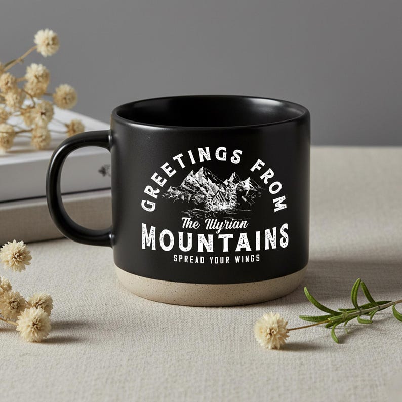 ACOTAR Mug Illyrian Mountains, Velaris Night Court, Rhysand Feyre Cassian Licensed SJM Universe Merch Bookish Mug Gift For Her image 1