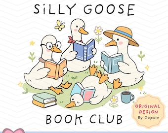 Dumme Gans Buchclub PNG, lustige Gans Retro Vintage Png, Trending Gans Shirt Idee, Meme Gans Png, Buchliebhaber Gans Digitaler Download